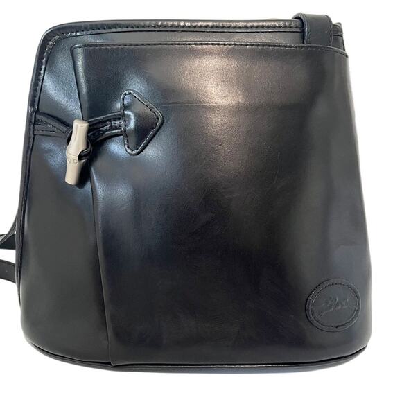 Longchamp Handbags - Vintage Longchamp Leather Bag Crossbody Adjustable France Black Bamboo Toggle